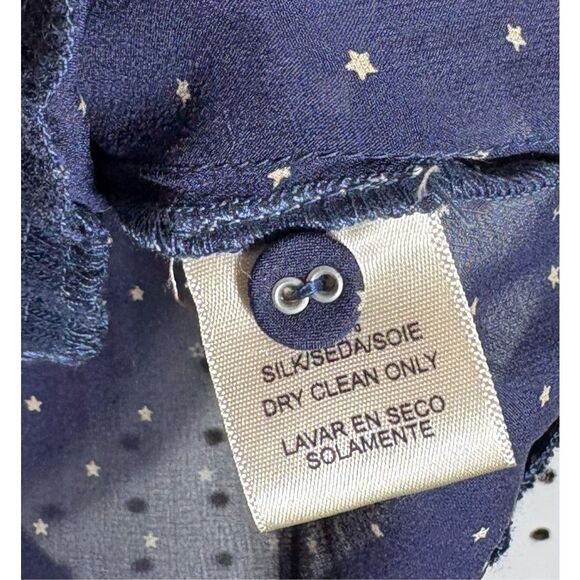 Converse x John Varvatos Silk polka dot printed ruffle front blouse size M - Picture 5 of 5